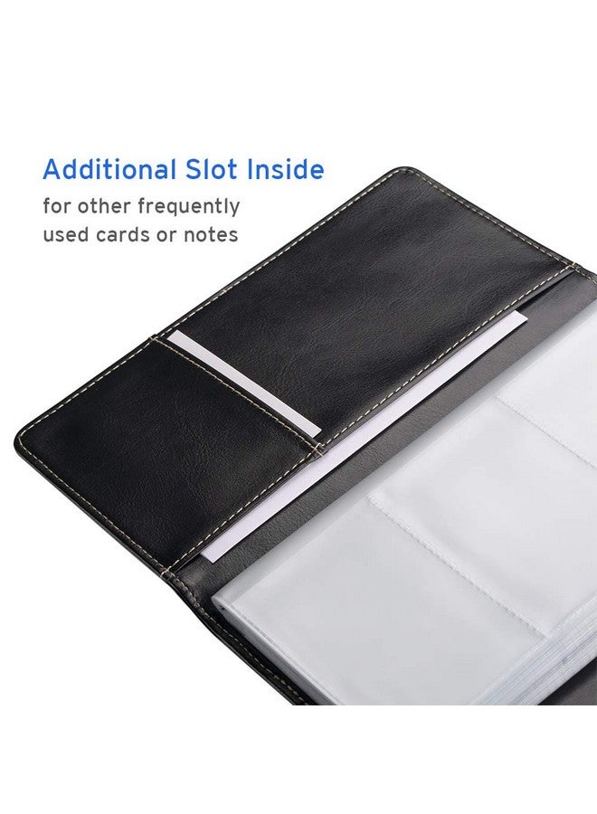 Sooez Leather Professional Business Card Book Holder Organizer, 240 Card Capacity Pu Name Card Credit Cards Booklet (Black) - Image 5