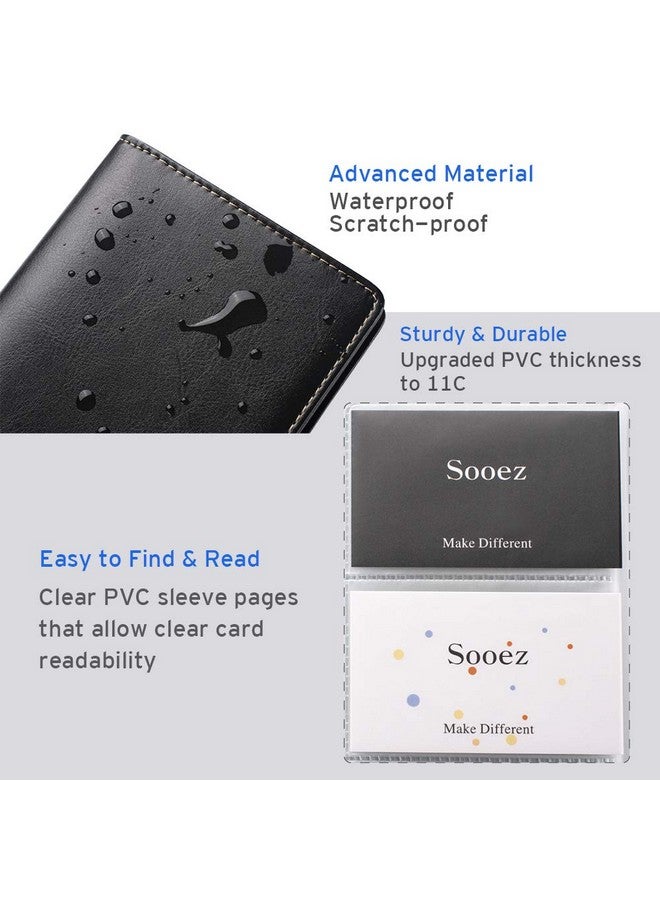 Sooez Leather Professional Business Card Book Holder Organizer, 240 Card Capacity Pu Name Card Credit Cards Booklet (Black) - Image 4