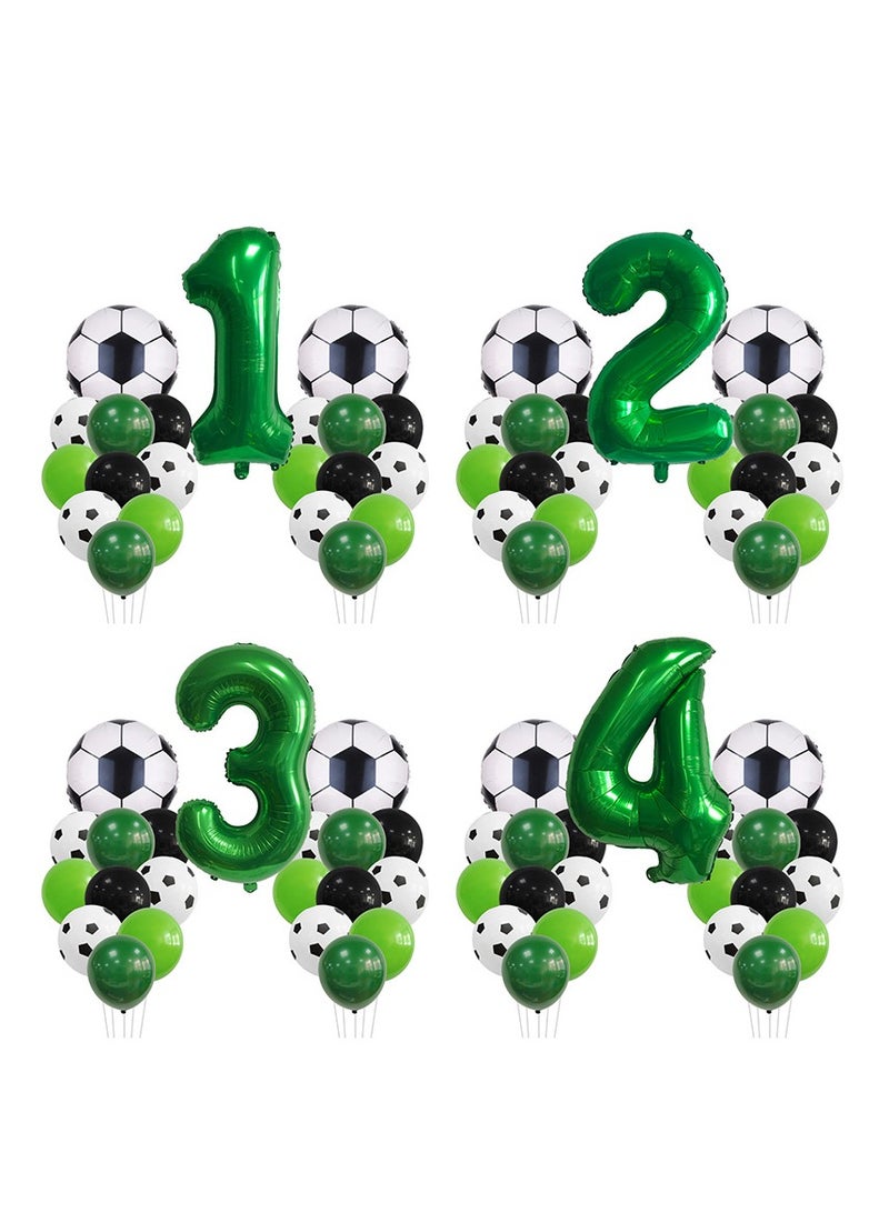 MIXDE 32 Inch Soccer Balloons Set 5st Birthday Decoration Green Number 5 Foil Soccer Balloon Black Star Balloons for Children's Boys Birthday Party Football Themed Party Supplies (5) - Image 2