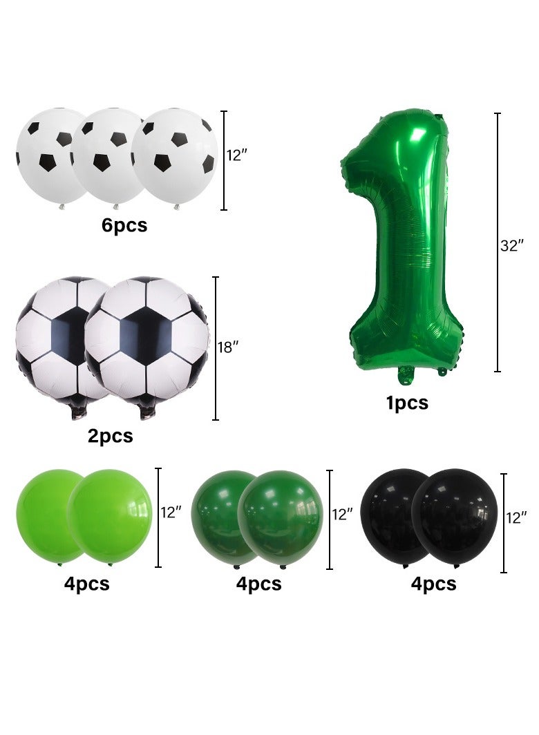 MIXDE 32 Inch Soccer Balloons Set 5st Birthday Decoration Green Number 5 Foil Soccer Balloon Black Star Balloons for Children's Boys Birthday Party Football Themed Party Supplies (5) - Image 3