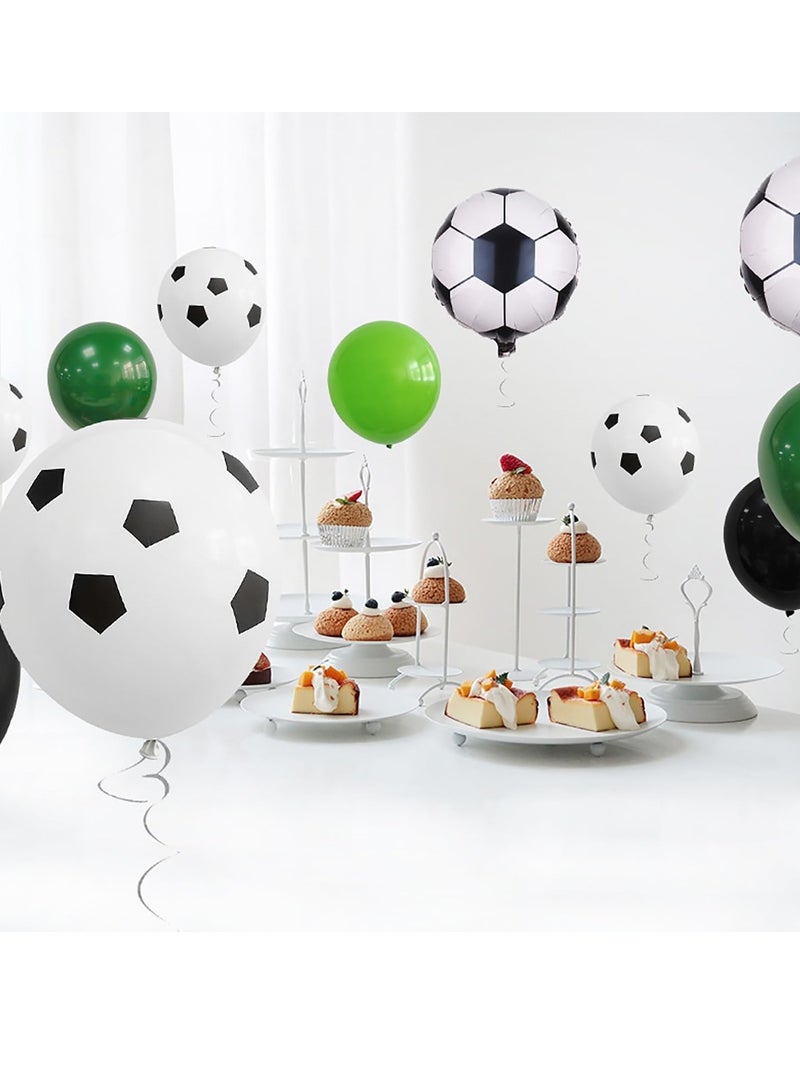 MIXDE 32 Inch Soccer Balloons Set 5st Birthday Decoration Green Number 5 Foil Soccer Balloon Black Star Balloons for Children's Boys Birthday Party Football Themed Party Supplies (5) - Image 4