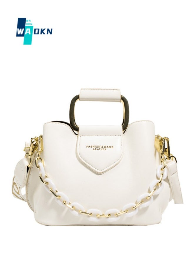 WAOKN - Women's Large-capacity Chain Shoulder Bag, Ladies Versatile Solid Color Bucket Bag Crossbody Bag Sling Bag Side Bag, Crossbody Bag, PU Leather Tote Bag Handbag Clutch Bag Carrying Bag - Image 1