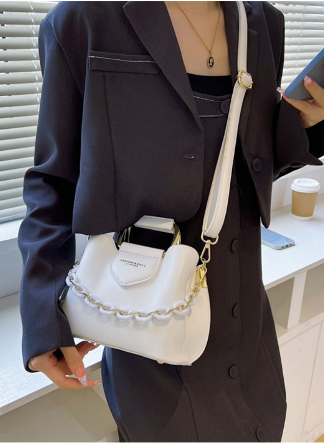 WAOKN - Women's Large-capacity Chain Shoulder Bag, Ladies Versatile Solid Color Bucket Bag Crossbody Bag Sling Bag Side Bag, Crossbody Bag, PU Leather Tote Bag Handbag Clutch Bag Carrying Bag - Image 1