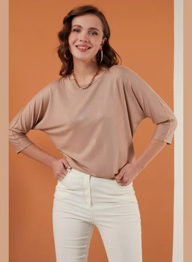 Lela Lela Crew Neck Three Quarter Sleeve Blouse Women's BLOUSE 5861416Y