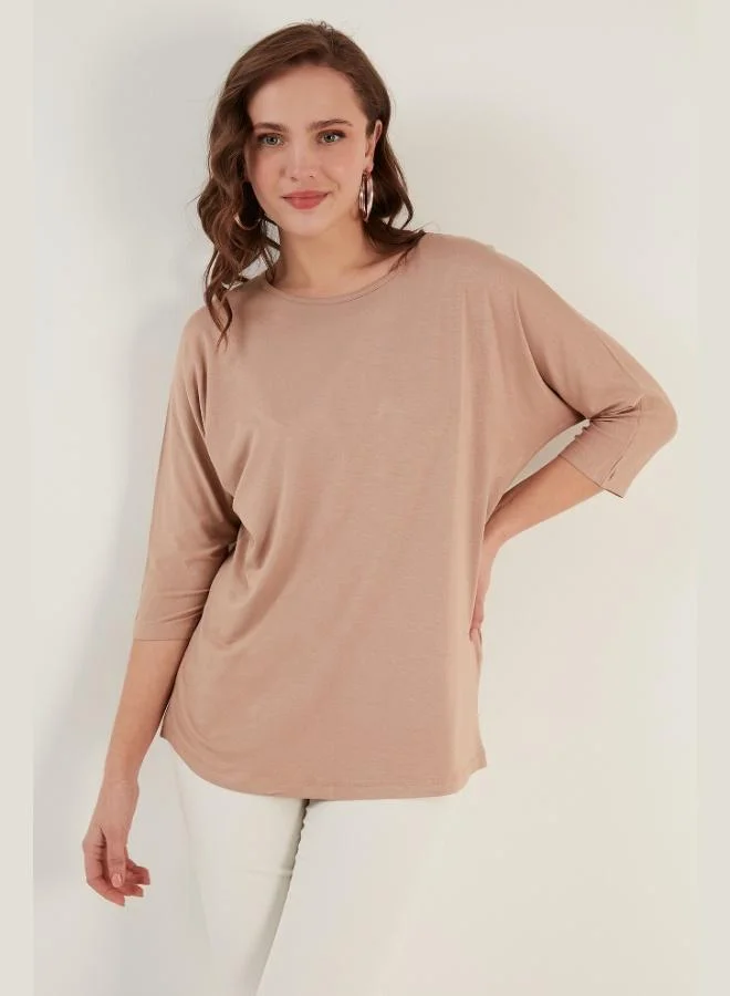 Lela Lela Crew Neck Three Quarter Sleeve Blouse Women's BLOUSE 5861416Y