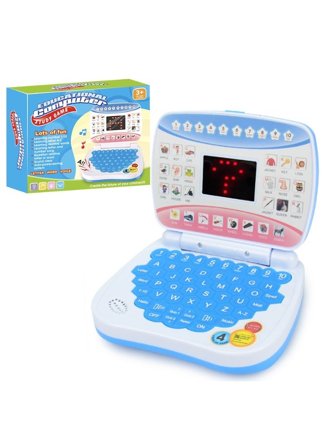 BAZARU Kids Laptop Educational Toy - Eye-Friendly LED Screen Learning Tablet for Toddlers 3+ Years - Teaches Alphabet Numbers & Music - Safe ABS Montessori Electronic Pad Gift for Boys Girls (Blue) - Image 1