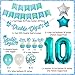 Funmemoir 10th Birthday Decorations for Girls Teal Double Digits Party Supplies Turquoise Banner Cake Cupcake Toppers Number 10 Helium Balloon Star Foil Balloon for 10 Year Old Girl Party Decorations - Image 2