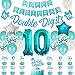 Funmemoir 10th Birthday Decorations for Girls Teal Double Digits Party Supplies Turquoise Banner Cake Cupcake Toppers Number 10 Helium Balloon Star Foil Balloon for 10 Year Old Girl Party Decorations - Image 4