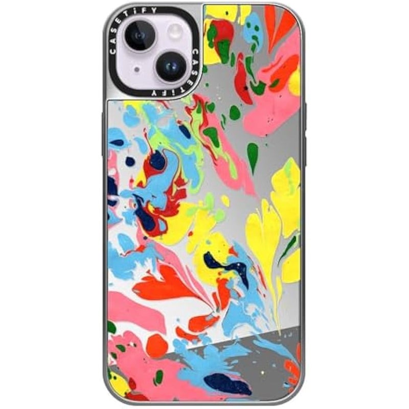 Casetify Mirror Case for iPhone 14 Plus 【Reflective / 4.9ft Drop Protection/Compatible with Magsafe】 - She's A Rainbow - Silver on Silver - Image 2