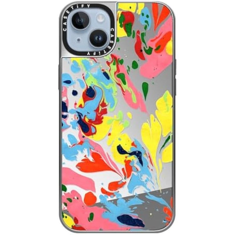 Casetify Mirror Case for iPhone 14 Plus 【Reflective / 4.9ft Drop Protection/Compatible with Magsafe】 - She's A Rainbow - Silver on Silver - Image 4