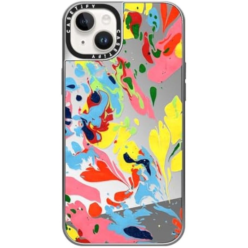 Casetify Mirror Case for iPhone 14 Plus 【Reflective / 4.9ft Drop Protection/Compatible with Magsafe】 - She's A Rainbow - Silver on Silver - Image 1