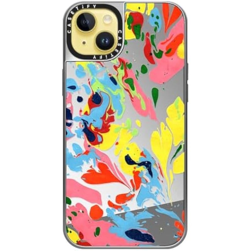 Casetify Mirror Case for iPhone 14 Plus 【Reflective / 4.9ft Drop Protection/Compatible with Magsafe】 - She's A Rainbow - Silver on Silver - Image 3