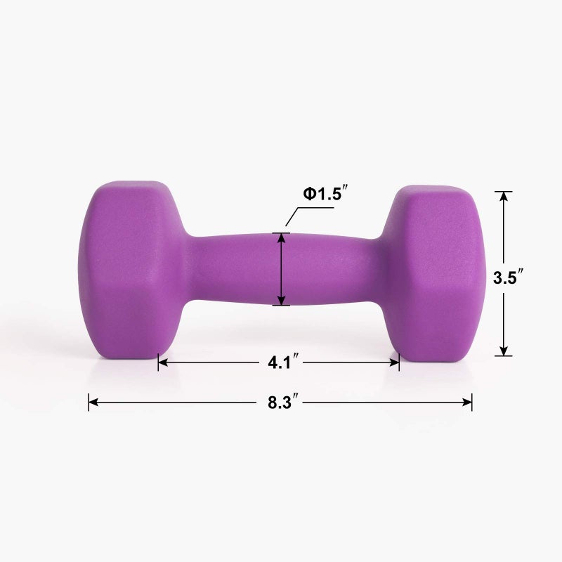 Lionscool Neoprene Coated Dumbbell Weights (Purple 3Lb Pair) - Image 4