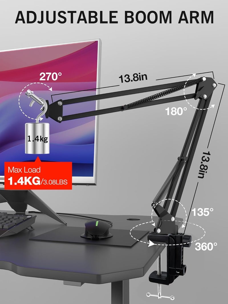 SUNMON For HyperX QuadCast 2 Boom Arm - Mic Arm Compatible with Hyper x QuadCast, Microphone Boom Arm with Cable Ties, Improve Sound Quality, Mic Boom Arm for Hyperx QuadCast by - Image 3