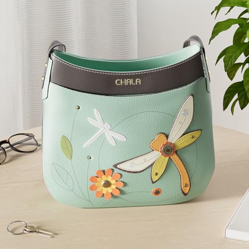 CHALA Crescent Crossbody Women Shoulder Purse with Adjustable Strap - Dragonfly - teal - Image 2