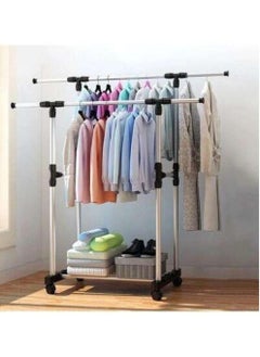 Simple Trending Double Rail Clothes Garment Rack, Heavy Duty Commercial Grade Clothing Rack