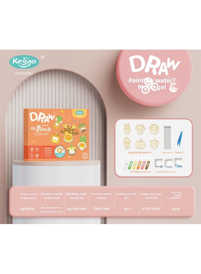 Children's Baking-free Painting Ice Glue DIY Handmade Graffiti Toy Goka Three-dimensional Crystal Painting Keychain Bracelet Necklace-Color:Vegetable Animal Theme-6 Single Piece  - Image 1
