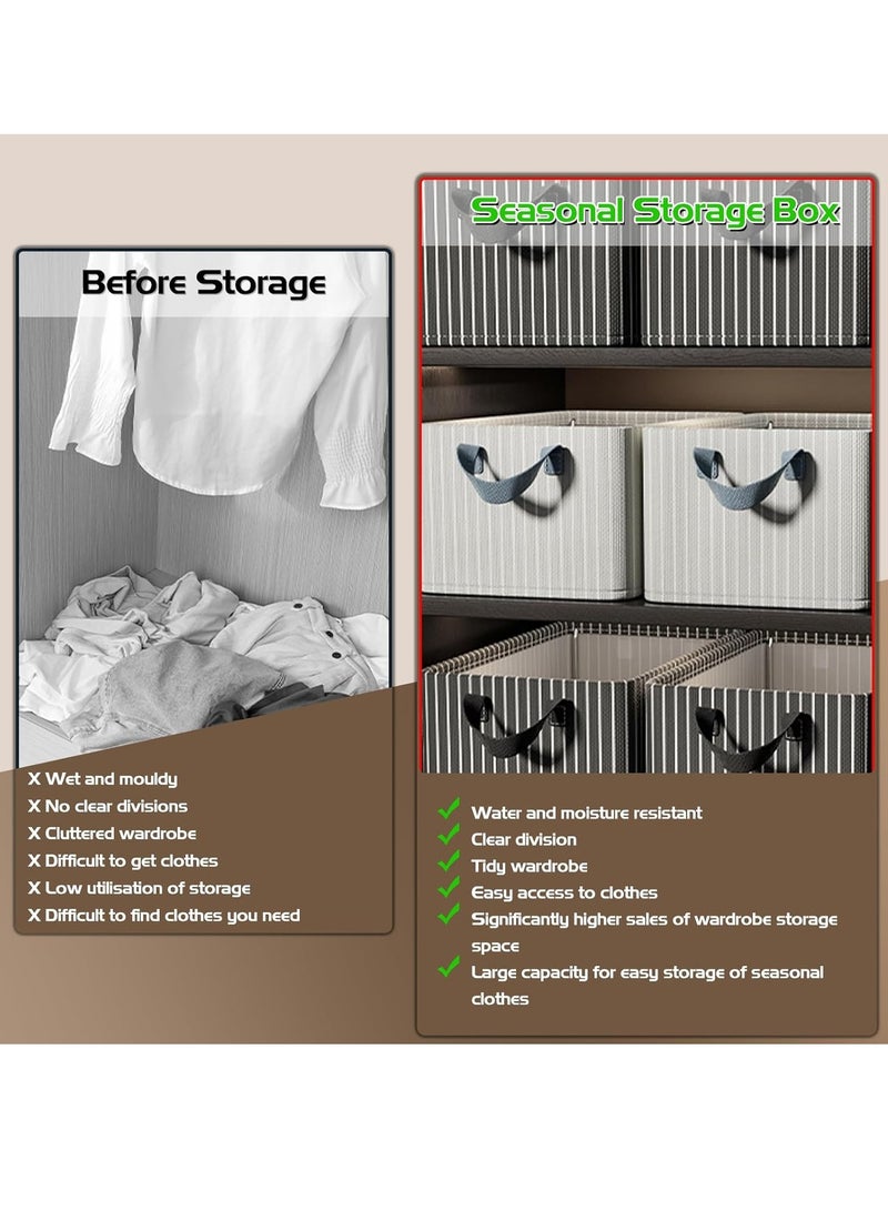 XiuWoo 3 Pack Foldable Wardrobe Clothes Organizer, Jeans Drawer Closet Organizer, Cube Organizer Storage Bins, Closet Organizer Basket, Bedroom Clothes Storage Organization Box with Handles, Metal Frame - Image 2
