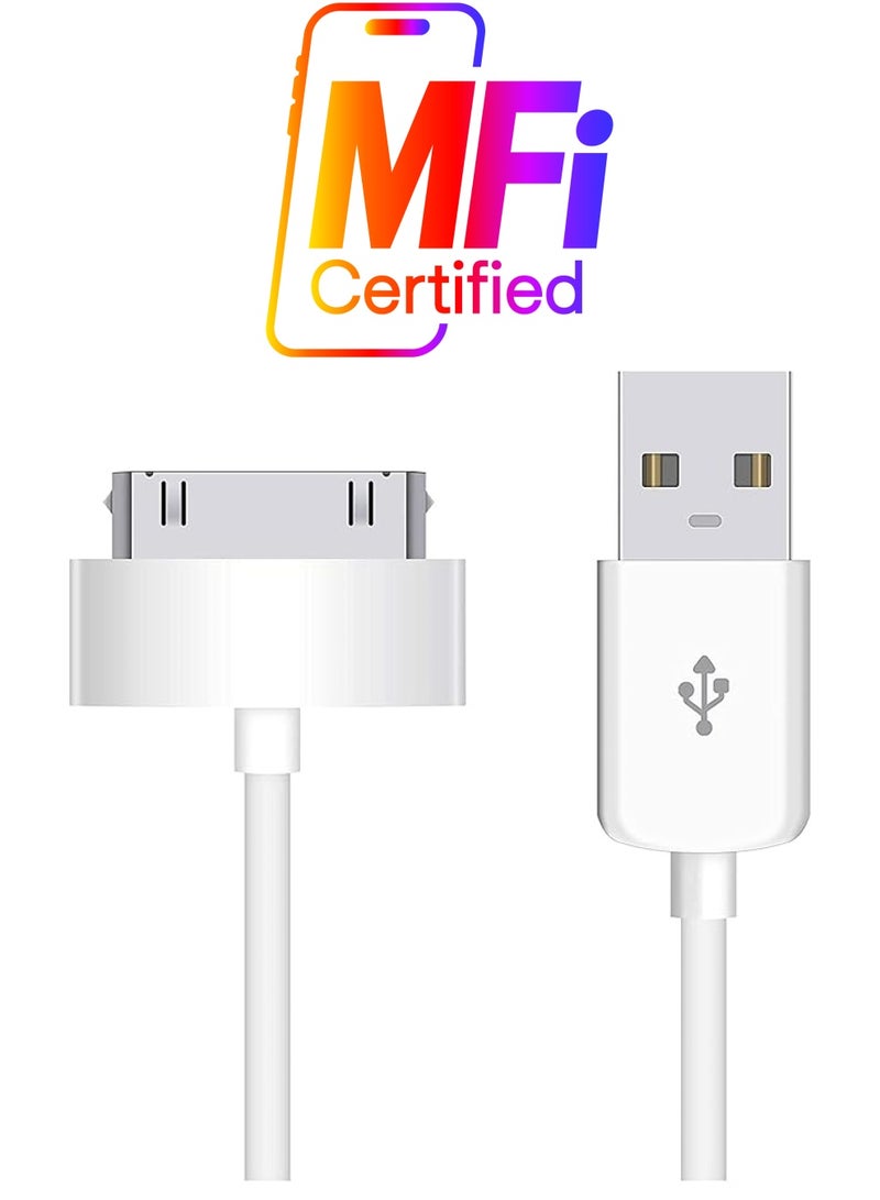 PROMASS Sync And Charging Data Cable For i-Phone 4/4S/3G/3GS) iPad 1/2/3/iPod), 30-Pin Cables Charger Lead - (1M White)  - Image 1