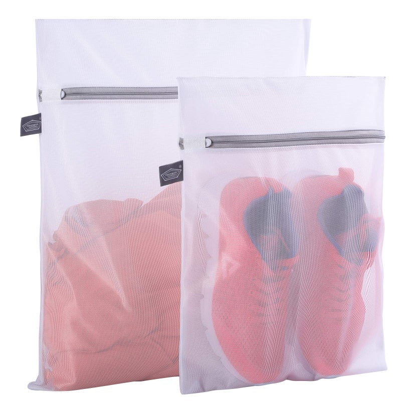 Kimmama Set of 2 Delicates Laundry BagsDurable Zipper Mesh Laundry BagBra Fine Mesh Wash BagKeep Cloth Shape in the Washer