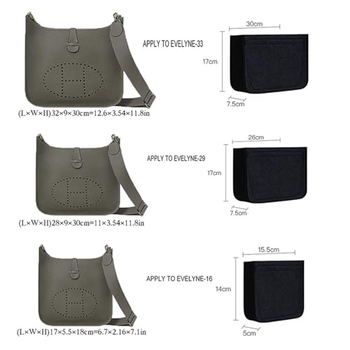 Lckaey Felt Organizer-for Hermes Evelyne III tpm pm gm Bag Insert Mini 16 29 33 Bag Purse Organizer Y003 black-S - Image 5