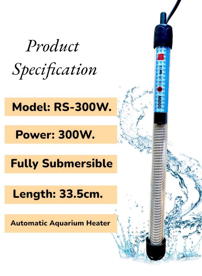 RS Electrical Aquatic House RS-300W Aquarium Heater Submersible Auto Thermostat Fish Tank Heater for Small Aquarium and Betta Tank Heater for Fish Tank, Freshwater & Saltwater Compatible - Image 2