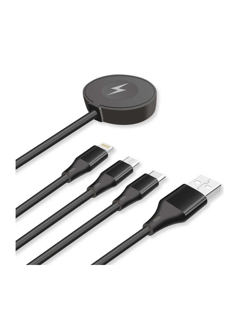 Go-Des GD-UC561 4-in-1 Wireless Smartwatch Charger and Multi USB Fast Charging Cable Multipurpose - Image 1