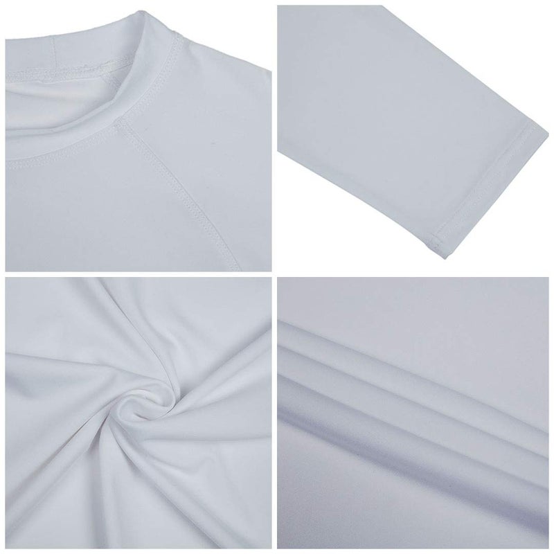 Satankud Men's Swim Shirts Rashguard Sun Shirt UPF 50+ UV Sun Protection Outdoor Long Sleeve T-Shirt Swimwear White L - Image 5
