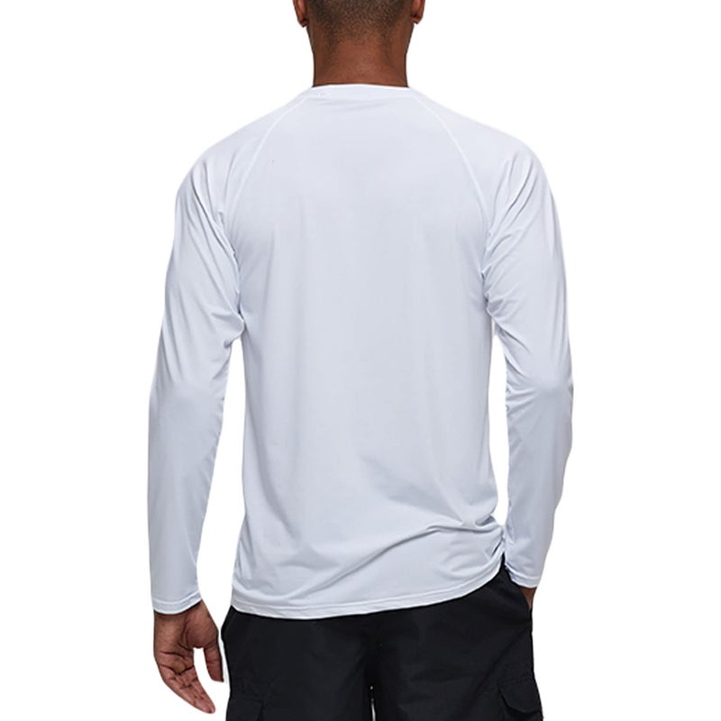 Satankud Men's Swim Shirts Rashguard Sun Shirt UPF 50+ UV Sun Protection Outdoor Long Sleeve T-Shirt Swimwear White L - Image 3