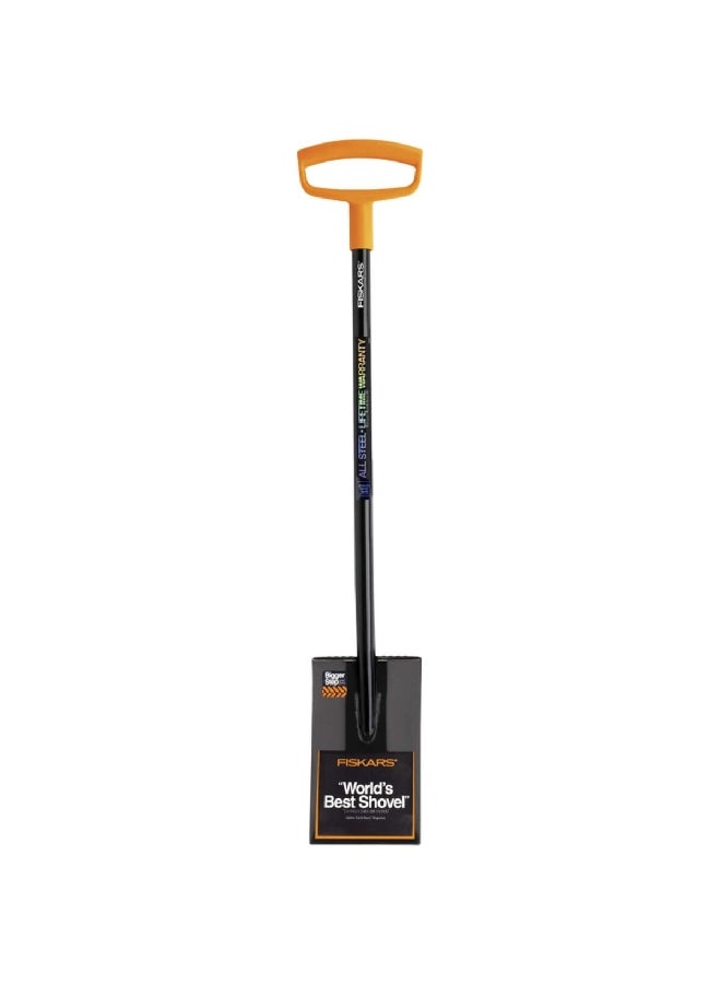 Fiskars Durable Digging Shovel with Polypropylene D-Handle Black and Orange 120.65 x 22.23 x 10.16 cm 7017304 - Image 1