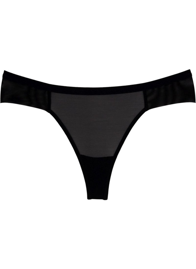 Magic Form 498 Women's Tulle Detailed Brazil Panties-Black  - Image 1