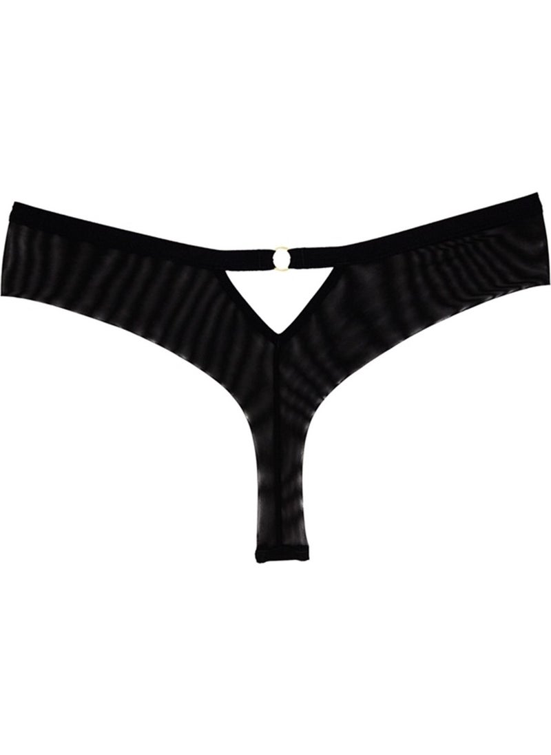 Magic Form 498 Women's Tulle Detailed Brazil Panties-Black  - Image 2