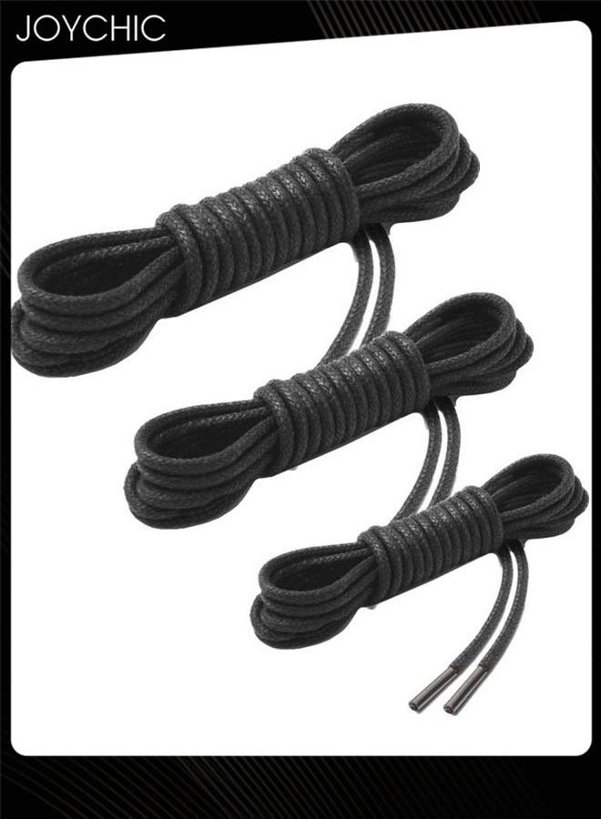 Joychic 3 أزواج من أربطة الأحذية المدبوغة المستديرة للرجال والنساء للأحذية الجلدية وأحذية مارتن الشتوية باللون الأسود - Image 1