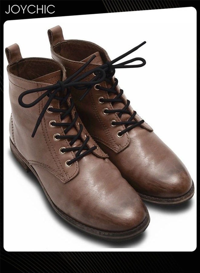 Joychic 3 أزواج من أربطة الأحذية المدبوغة المستديرة للرجال والنساء للأحذية الجلدية وأحذية مارتن الشتوية باللون الأسود - Image 5