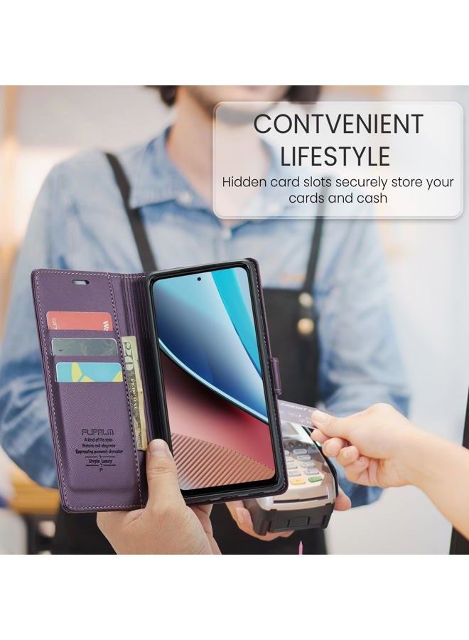 FLIPALM Compatible with Samsung Galaxy S24 FE Wallet Case with RFID Blocking Credit Card Holder, PU Leather Folio Flip Kickstand Protective Shockproof Cover Women Men for Samsung S24 FE Phone Case (Purple) - Image 5
