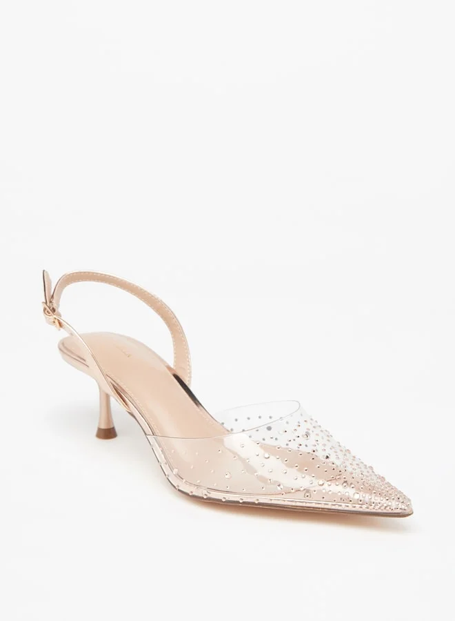 فلورا بيلا من شو إكسبرس Women's Embellished Pumps with Flared Heels and Buckle Closure