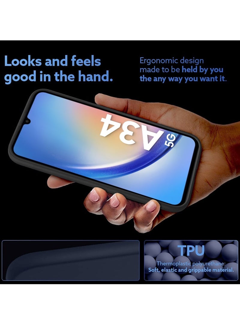 دبليو تيك قبضة يد مغناطيسية قابلة للطي مع حزام معصم قبضة الإصبع مع غطاء حديدي مدمج لهاتف Samsung Galaxy A34 5G 2023 أسود - Image 4