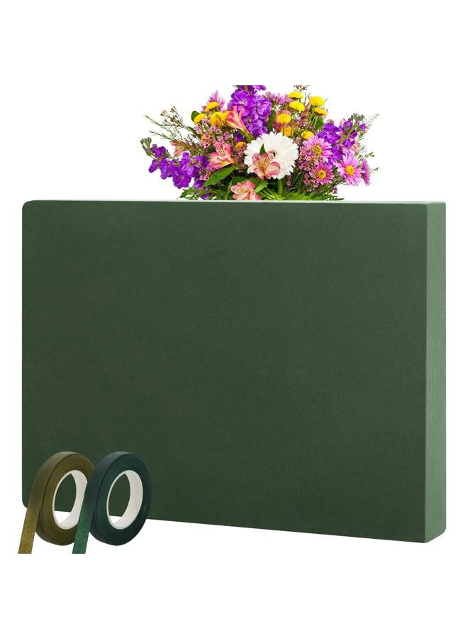 Elcoho 1 Pack Large Floral Foam Base 15.7"L x 11.8"W x 2.4"H Floral Foam Block with 2 Floral Tape Wet Dry Floral Foam Brick for Home Wedding Centerpieces Fresh or Artificial Flowers DIY Arts Crafts - Image 1