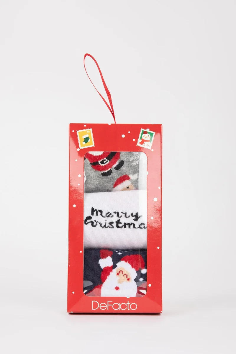 Men Christmas Themed Cotton 3 Piece Long Socks