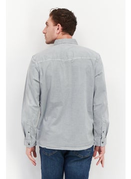 INC Men Regular Fit Plain Long Sleeves Casual Shirt, Grey  - Image 4