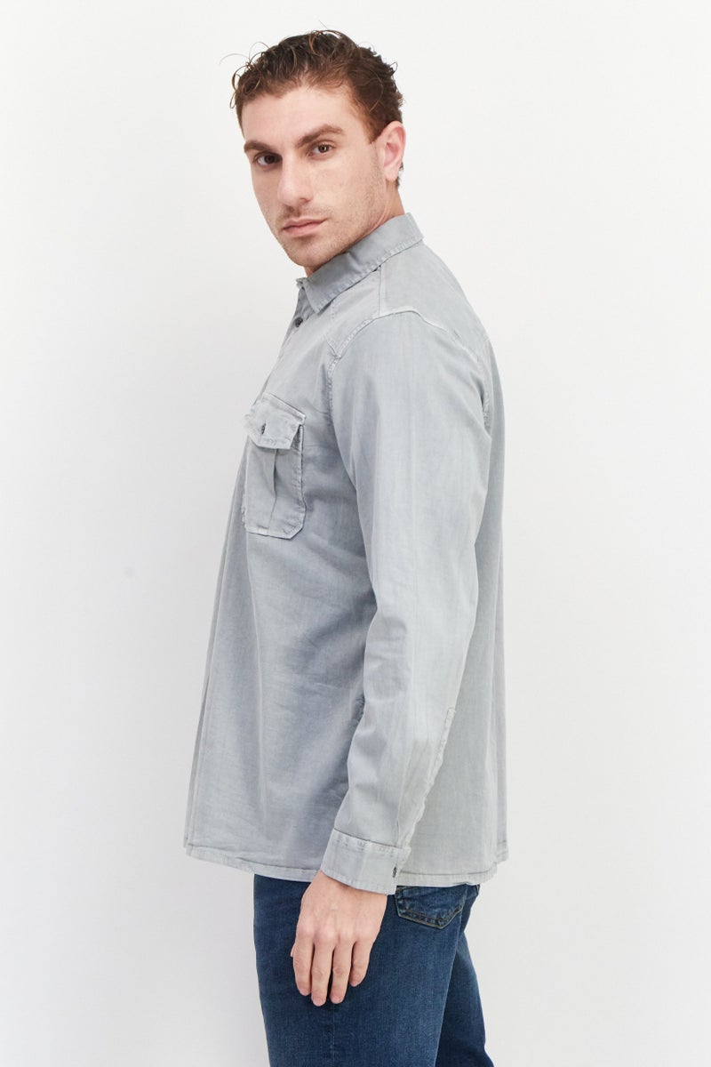 INC Men Regular Fit Plain Long Sleeves Casual Shirt, Grey - Image 4