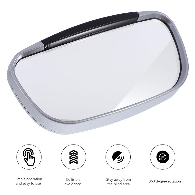 Universal Silver Convex Car Interior Rearview Auxitive Mirror for Blind Spot Safety - Image 5