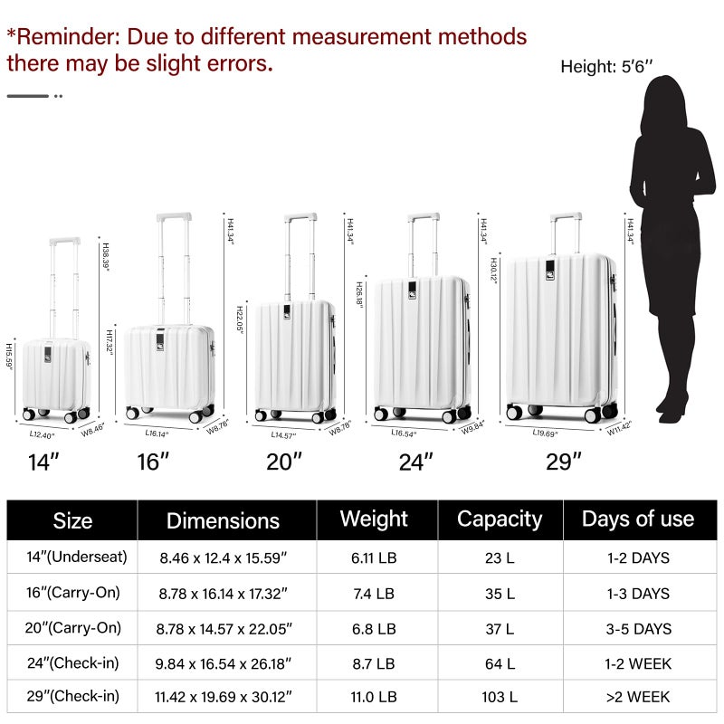Hanke 20 Inch Carry On Luggage 22x14x9 Airline Approved Lightweight PC Hard Shell Suitcases with Wheels Travel Luggage Rolling Suitcase Travel Luggage Bag Christmas Gifts for Birthday(Ivory White) - Image 2