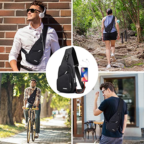 Codoule Sling Shoulder Bag Crossbody Backpack for Women Men,Waterproof Hiking Daypack Multipurpose Cross Body Chest Bag with USB Charger Hole - Image 2
