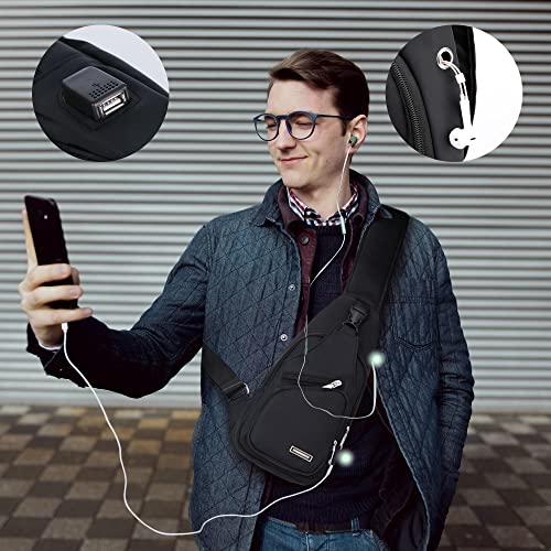 Codoule Sling Shoulder Bag Crossbody Backpack for Women Men,Waterproof Hiking Daypack Multipurpose Cross Body Chest Bag with USB Charger Hole - Image 3