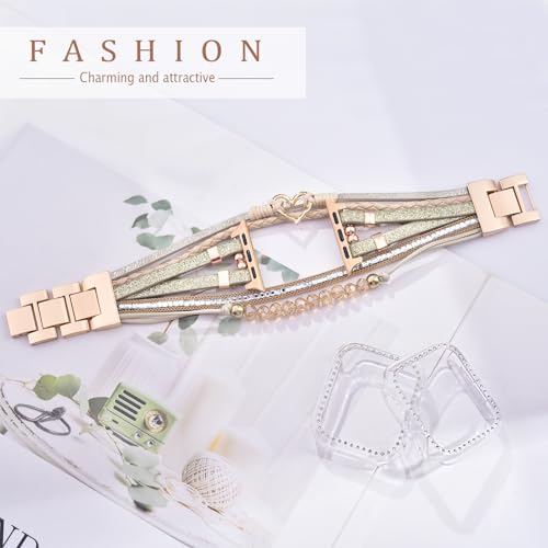 Fancywrist Boho Bracelet & Case Compatible with Apple Watch Band 40mm 44mm 45mm 46mm 41mm 38mm 42mm(S11 S10) Women, Dressy beaded Handmade Leather Strap for iWatch Series11 10 9 8 7 6 5 4 3 2 1 SE - Image 5