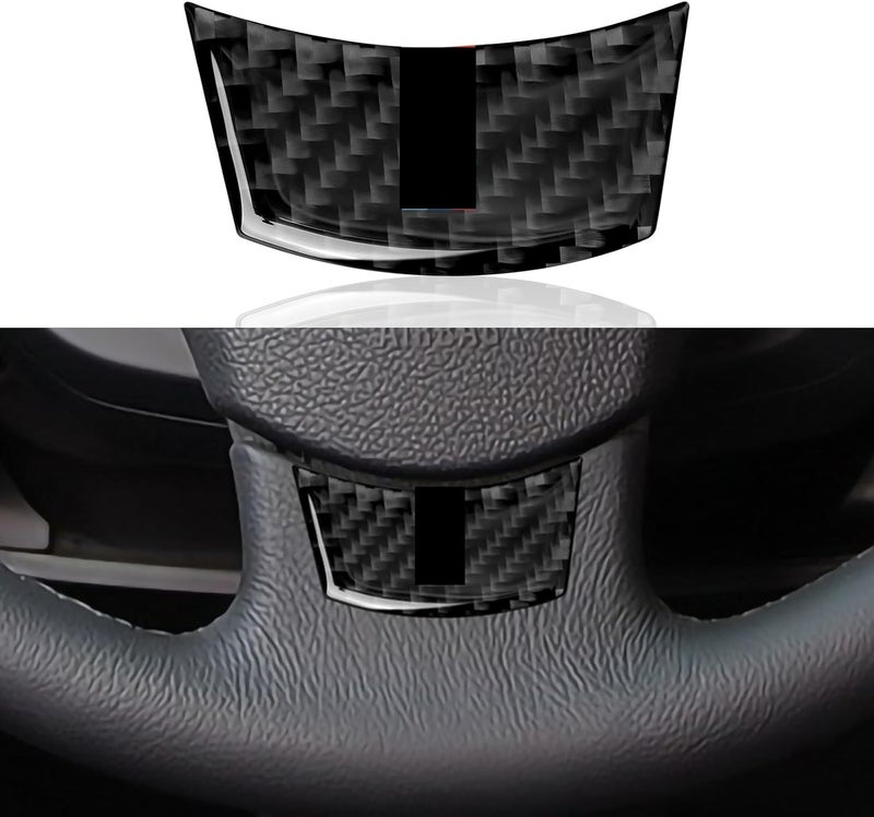 QASULER Carbon Steering Wheel Trim Cover for BMW E60 E61 - Image 2