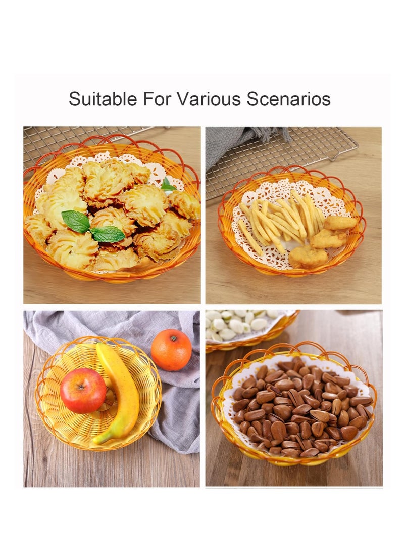 Excefore Round Woven Bread Basket, 4 PCS Hand-Woven Wicker Bread,  Gift Baskets Imitation Rattan Fruit Basket, Imitation Rattan Basket for Kitchen, Restaurant, Outdoor - Image 5