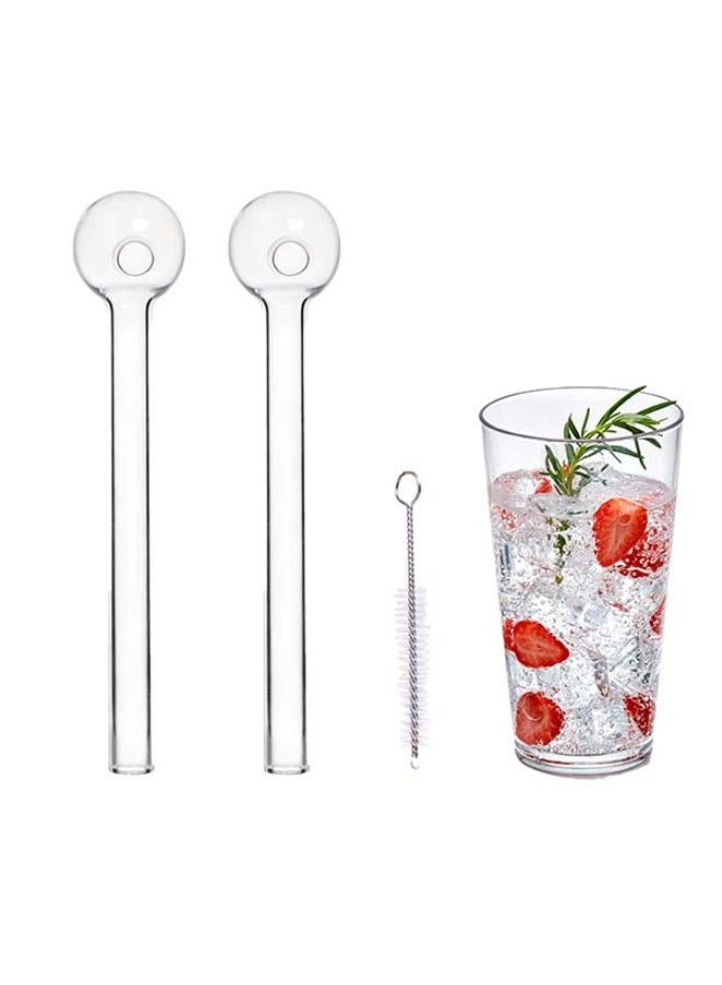olayks 2 Pcs Reusable Glass Straws with Acrylic cup and straw brush, Heat Resistant Durable, Shatter Resistant, Eco-Friendly Design, Fits Most Cups, Perfect For Smoothies, Coffee, Milk Tea, Juice, Hot/Cold Drinks (Clear) - Image 1