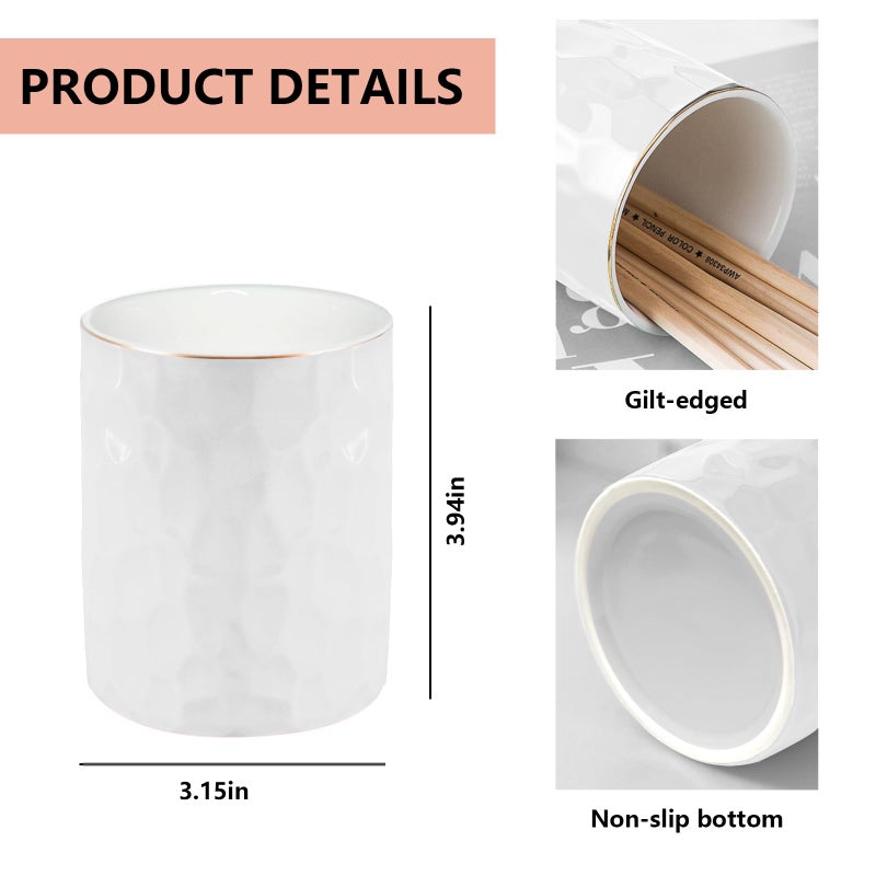 Daphilly Aesthetic Desk Accessories Set of 2 For Your Office Desk Decor - Sturdy Concrete Desktop Accessories For Women or Men Enhance Any Office Decor - Set incl. Ceramic Pen Holder and Paper Clip Holder - Image 3